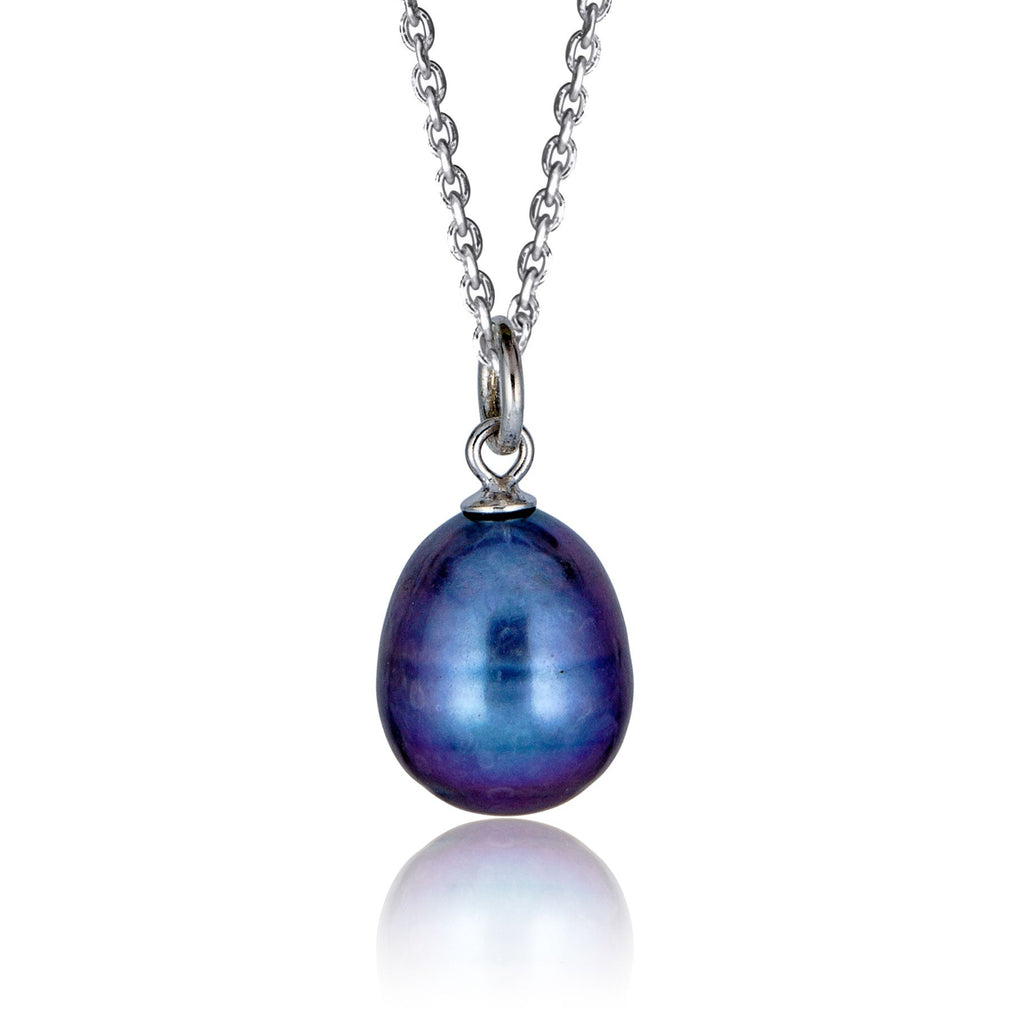 ◇BLACKPURPLE◇ Guerlande Signature B Pearl Chain Necklace 14k-y-gold-fwp-black-spinel-28