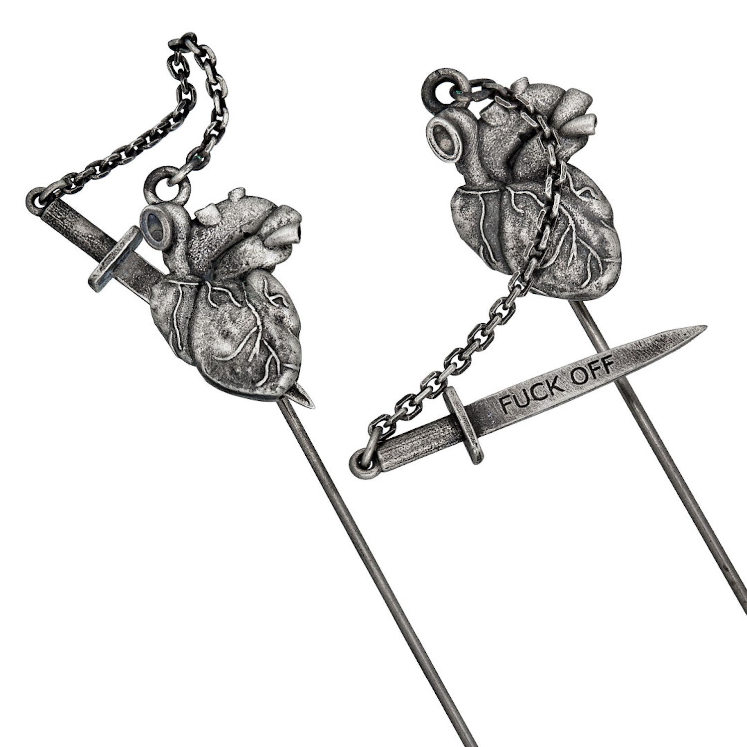 FVCK OFF DAGGER IN ANATOMICAL HEART - LAPEL PIN