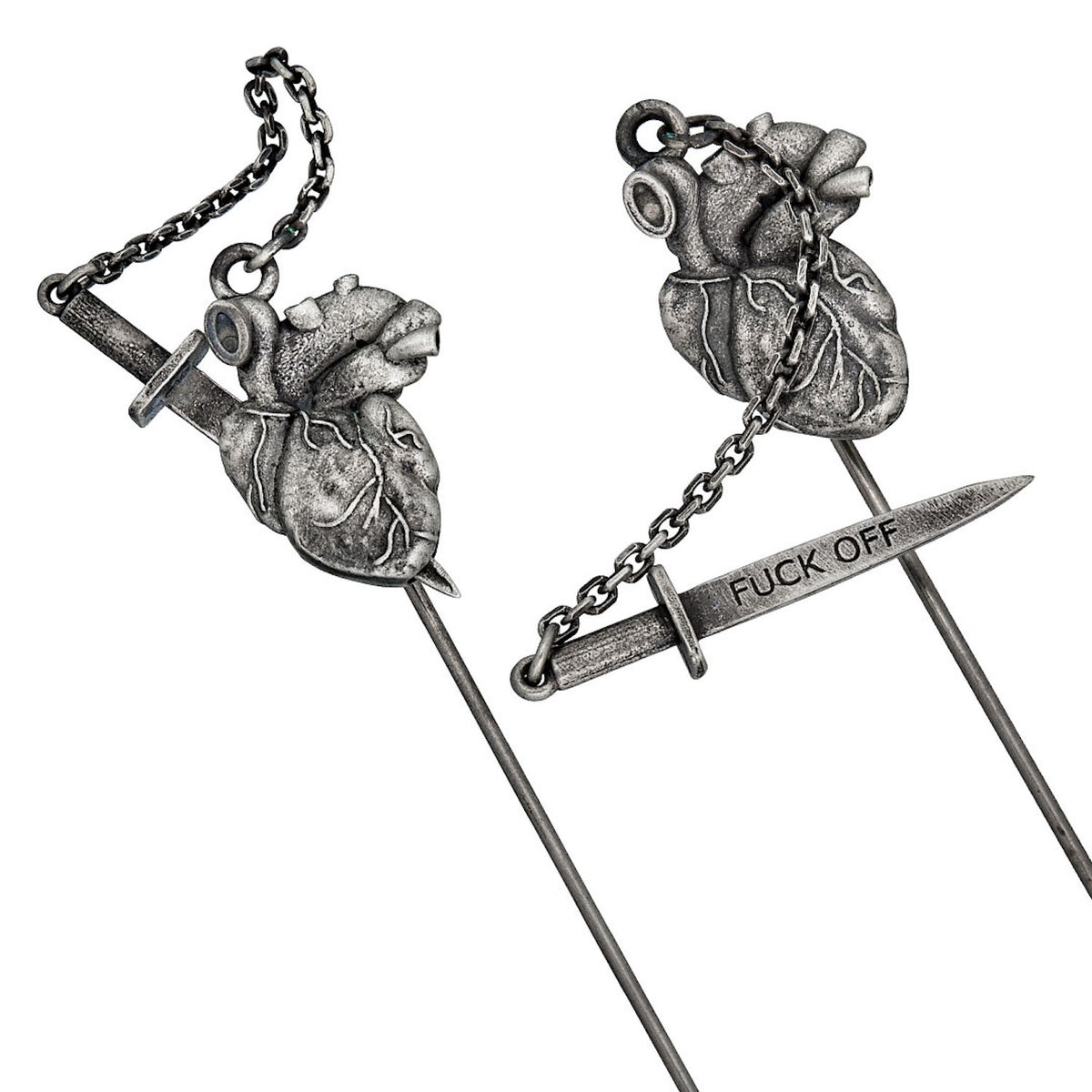 FVCK OFF DAGGER IN ANATOMICAL HEART - LAPEL PIN