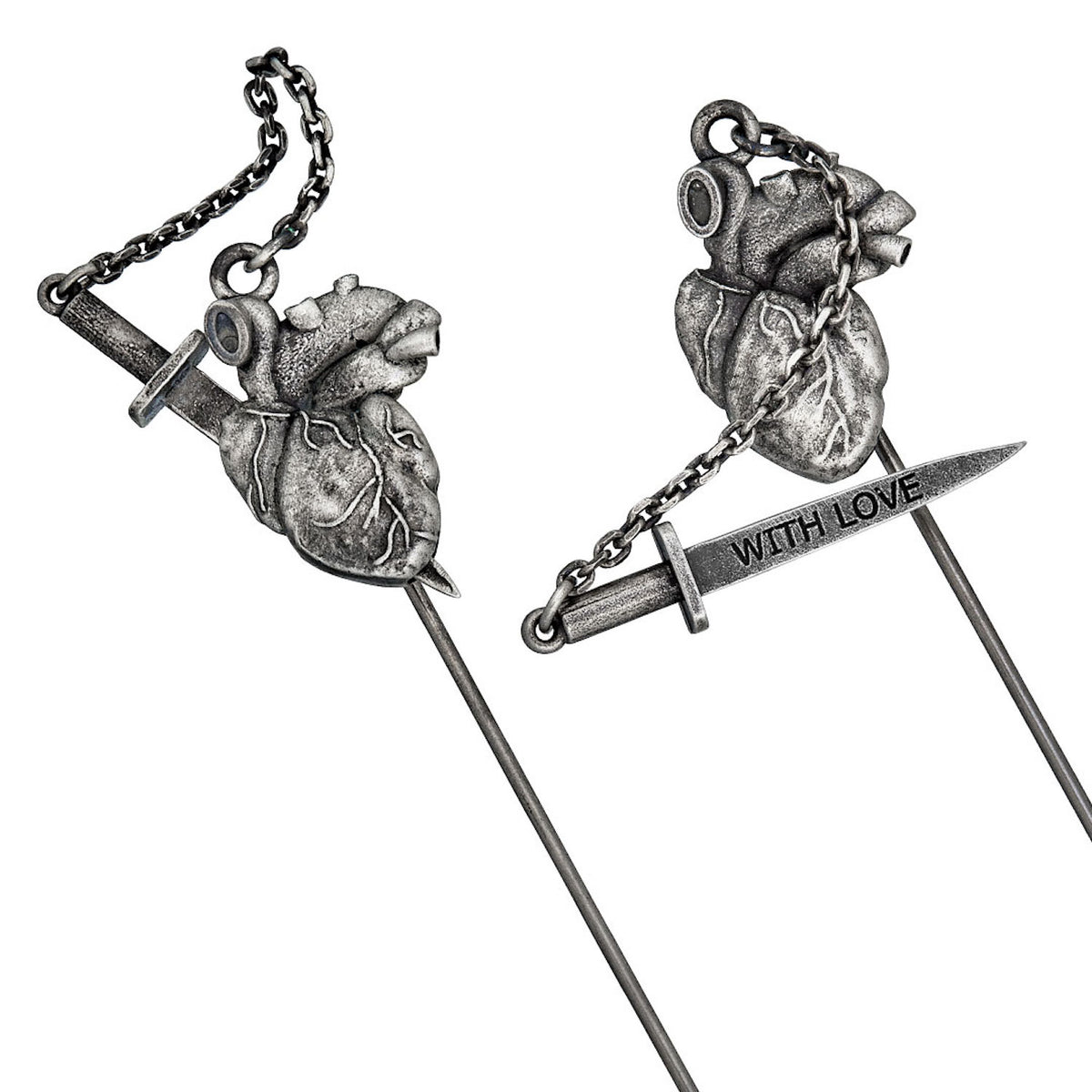 WITH LOVE DAGGER IN ANATOMICAL HEART - LAPEL PIN