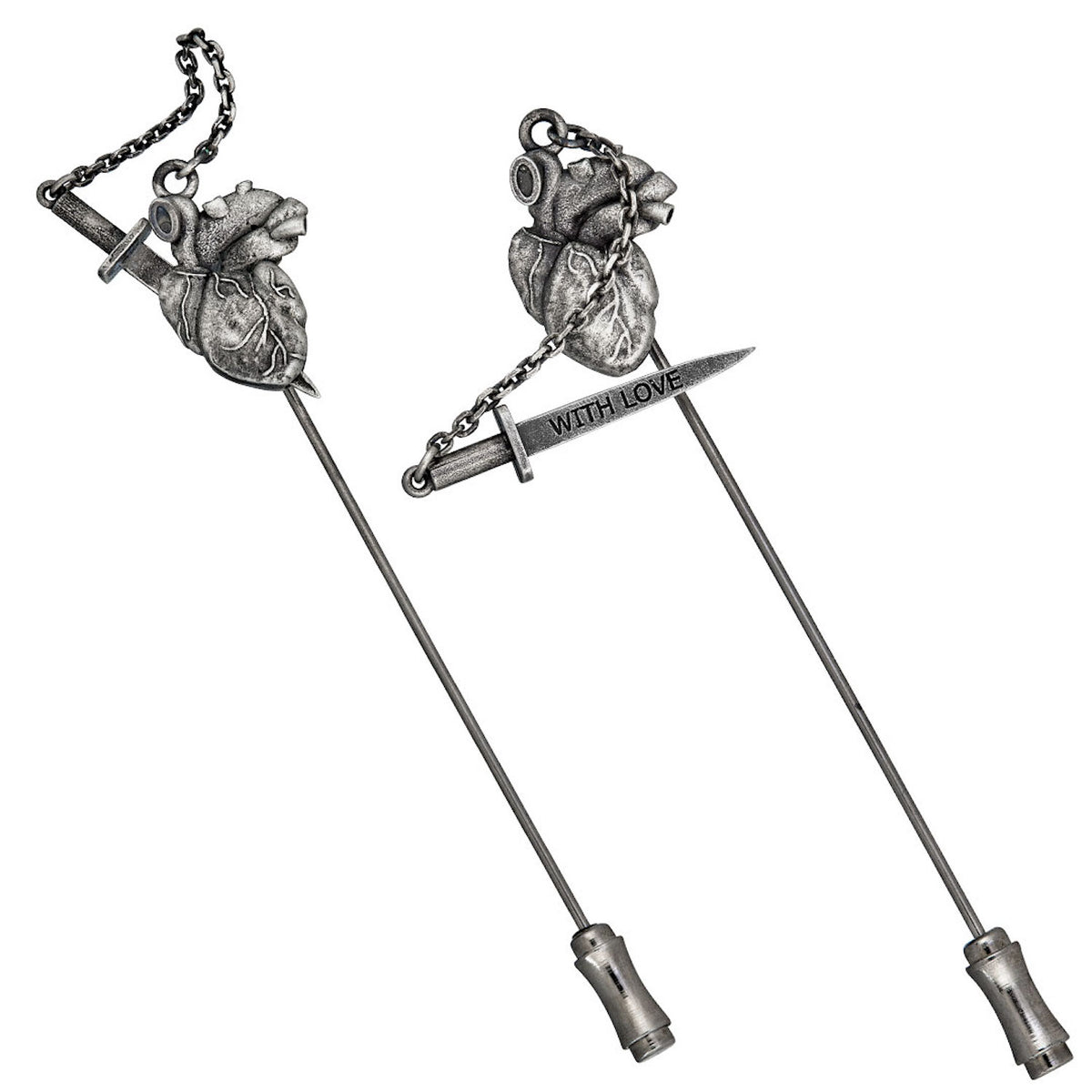 WITH LOVE DAGGER IN ANATOMICAL HEART - LAPEL PIN